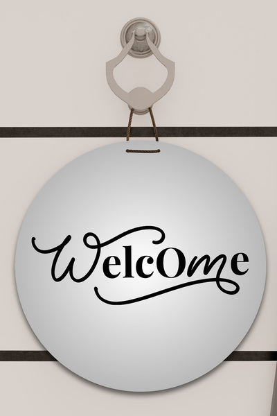 Dormot Decor pentru ușă cu model de bun venit în formă de gri, ornament de pe...