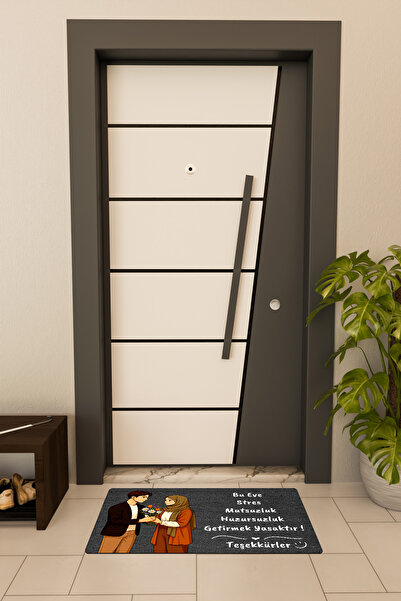 Dormot High Quality Digital Printing Black, Floral Turban Couple, Themed Door Mat