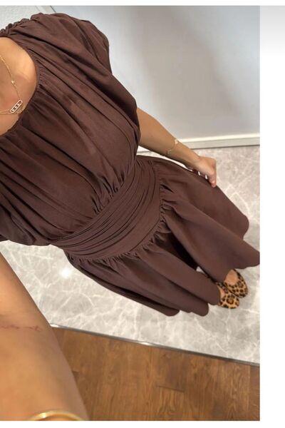 MRY BUTİK Karpuz Kollu Midi Boy Elbise 583151