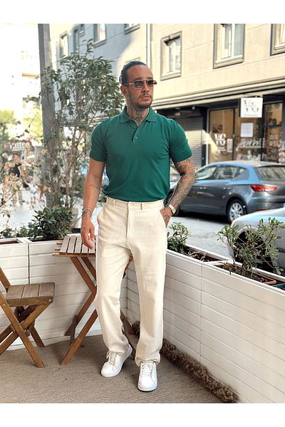 manch collection Basic Knitwear Polo Neck Green
