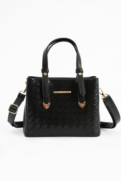 H&D COLLECTİON Women's 4 Compartment Simple Stylish Shoulder and Hand Bag with Gold Accessories