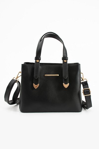 H&D COLLECTİON Women's 4 Compartment Simple Stylish Shoulder and Hand Bag with Gold Accessories