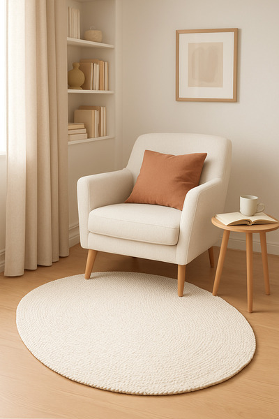 Home Oval Saç Örgü Desenli Kaymaz Taban Dekoratif Halı Kilim Paspas