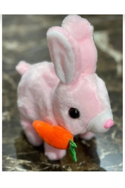 Genel Markalar Pembe Havuçlu Yürüyen, Sesli Hareketli Sevimli Peluş Bunny Tav...