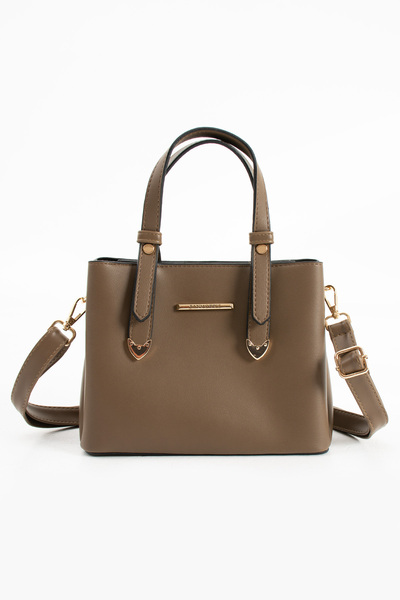 H&D COLLECTİON Women's 4 Compartment Simple Stylish Shoulder and Hand Bag with Gold Accessories
