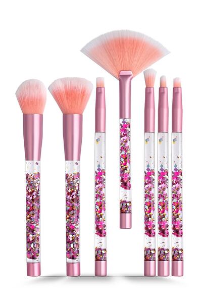 Mardinal Liquid Glitter Makeup Brush Set - Sıvı Pırıltılı Makyaj Fırçaları & 5'li Latex Makyaj Süngeri