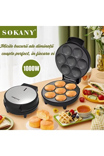SOKANY Electric muffin maker 1000W non-stick plates grill toaster waffles
