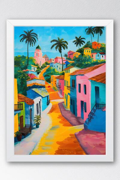 Saturn Tropical Townscape Framed Painting - Pop Art Poster Painting