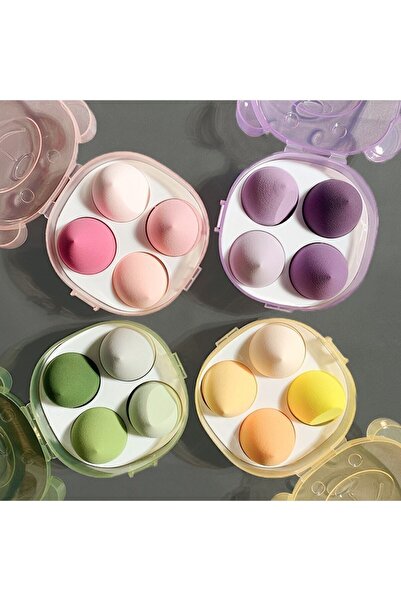 Genel Markalar Plastik Kutulu Panda Desenli Renkli 4lü Makyaj Sünger Seti