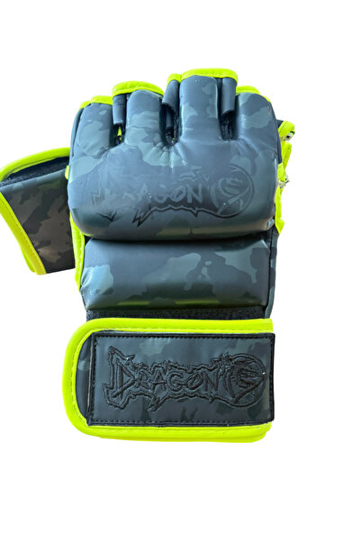 Dragondo CAMO MMA Eldiveni – Neon Detaylı Açık Parmaklı Profesyonel MMA Antre...