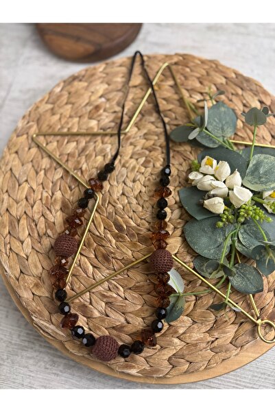 SEDEF TAKI Kahve boncuklu kolye