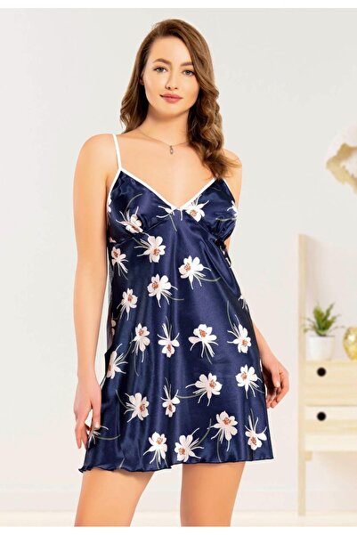 Miss Laris Lingerie Big Size Satin Nightgown with Lace Lrs04013