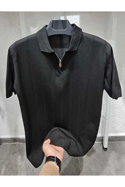 cto your style Zippered Polo Neck Knitwear T-Shirt