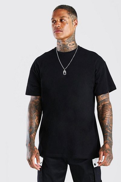 ELNOYA Unisex Cotton Black Oversize "Lufii" Printed Crew Neck Comfortable T-Shirt
