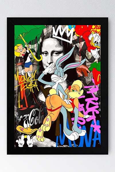 Saturn Bugs Bunny Honey Bunny Framed Painting - Print Money Series Poster Painting