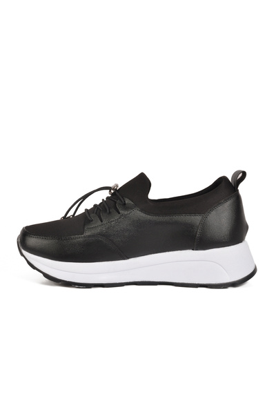 Aspor Black White Lock Lace-Up Women's Casual Shoes