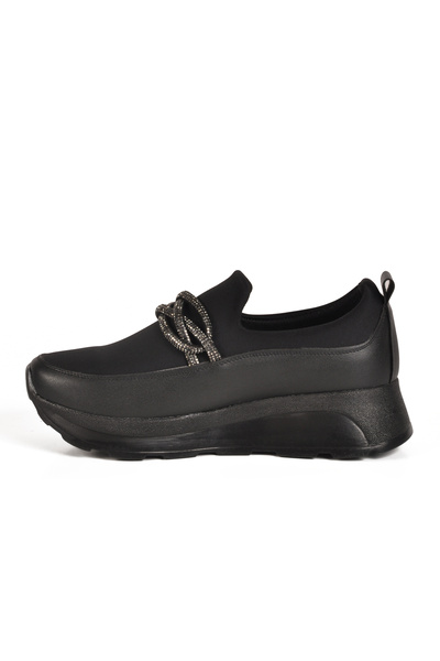 Aspor Black Laceless Lightweight Women's Casual Shoes