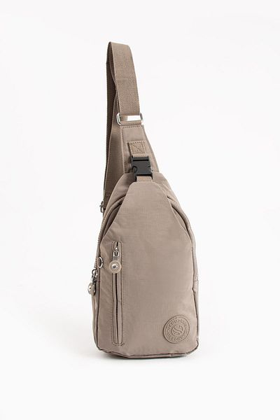 H&D COLLECTİON Women's Crinkle Fabric Water Resistant Cross Strap Mink Color Body Bag