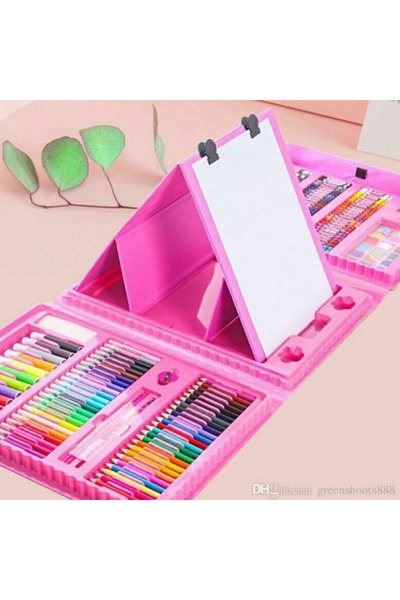 MNS Complete creative set with 208 pieces for painting and drawing in a pink suitcase