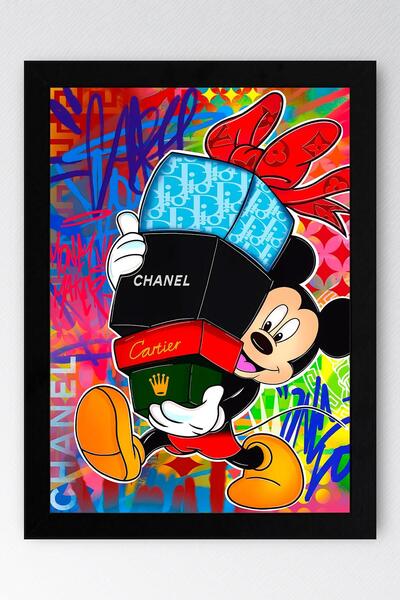 Saturn Mickey Mouse Çerçeveli Tablo - Print Money Serisi Poster Tablo