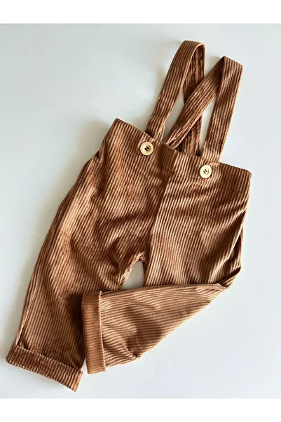 il mio bambino İl Mio Bambino Handmade 100% Cotton Velvet Baby Salopet - Velvet Jumpsuit with Hanging Buttons