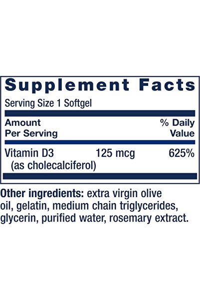 Life Extension Vitamin D3 5000 IU Bone Health Brain Immune System Support 60