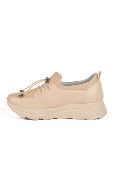 Aspor Beige Lock Lace Women's Casual Shoes