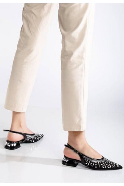pabucmarketi Black Stone Women's Heeled Shoes