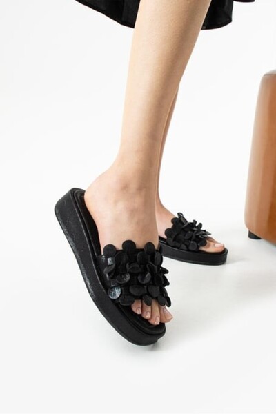 pabucmarketi Black Women's Flat Slippers