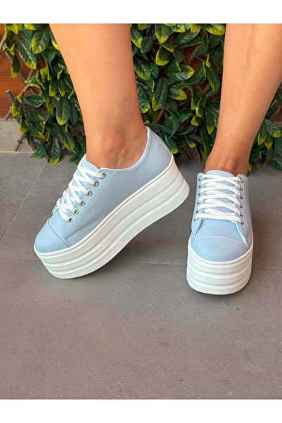 Stilo Platformă din in albastru Talpă plată 7 cm Talpă înaltă confortabilă