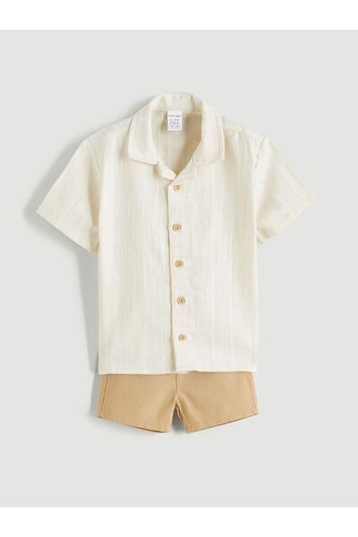 LC Waikiki Lcw Baby Resort Lapel Baby Boy Shirt and Shorts 2Pcs