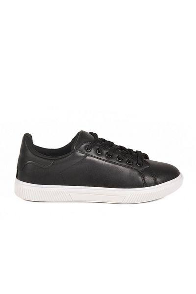 Aspor Black and White Lace-Up Women's Sports Shoes