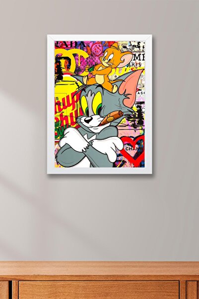Saturn Tom and Jerry Framed Painting - Print Money Series Poster Painting