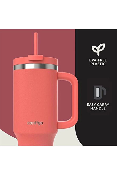 AyrStore Unisex Adult Streeterville Tumbler Insulated Water Bottle with Straw, 1.2L, Coral