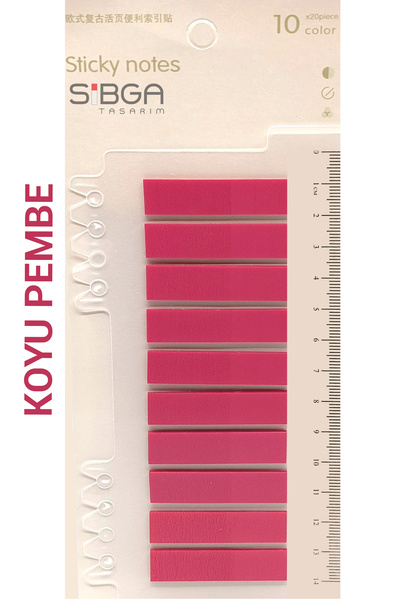 sibga tasarım Şeffaf Koyu Pembe Renkli Postit Post-it Post It. Kitap Ayracı A...