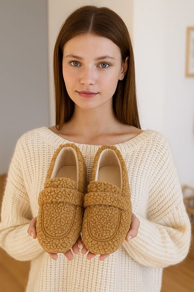 FootFrenzy Women's Winter Plush Home Shoes Soft Comfortable Non-Slip Sole Comfortable Ballerinas