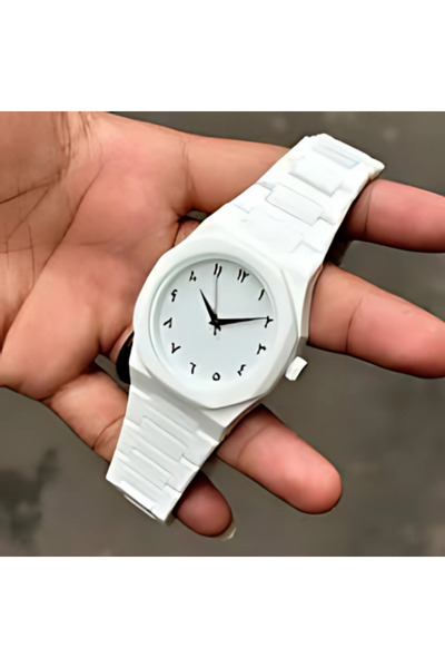 Perla Men's Carbon Watch with White Carbon Strap, Arabic Numerals K033