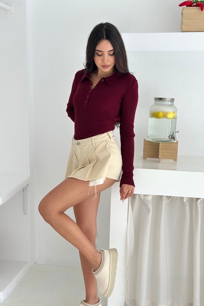 Noi Belis Basic Polo Neck Button Detailed Knitwear Sweater Aw25Kz0008