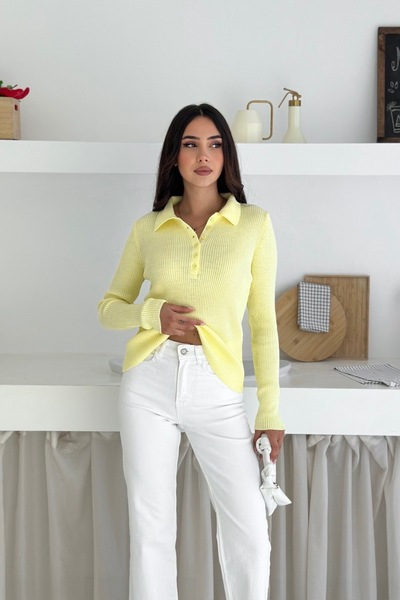 Noi Belis Basic Polo Neck Button Detailed Knitwear Sweater Aw25Kz0008