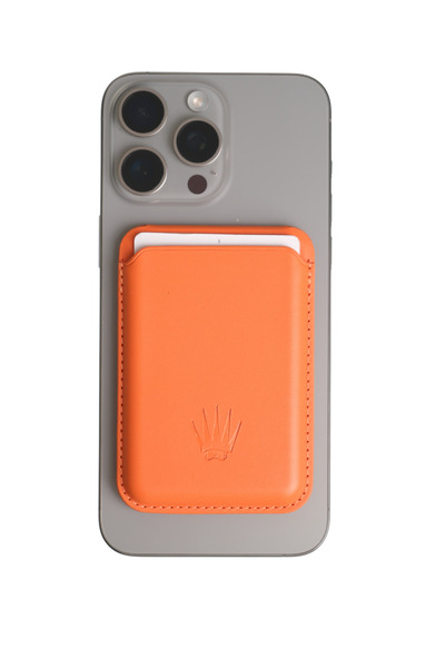 WATCHOFROYAL Orange Magnetic Adhesive Magnet Card Holder with Kickstand Stand