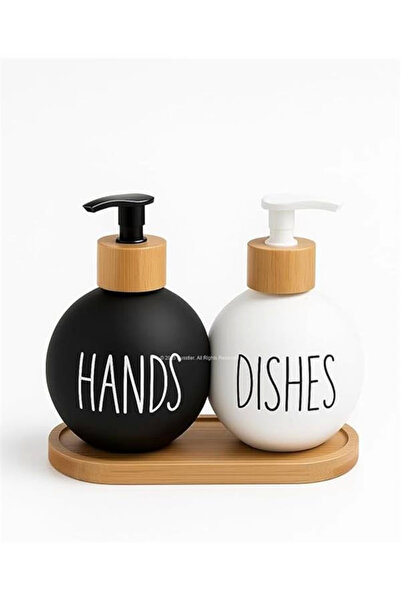 AyrStore مجموعة صحن الصابون وصحن الصابون مع صينية من الخيزران، مجموعة مزدوجة أنيقة باللونين الأسود والأبيض، تصميم حديث