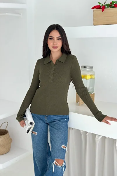 Noi Belis Basic Polo Neck Button Detailed Knitwear Sweater Aw25Kz0008