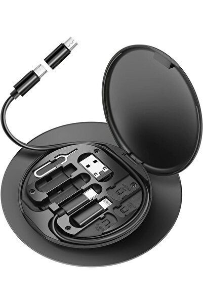 EXCEFORE صندوق تخزين تحويل USB - محول كابل شحن متعدد الأنواع مع محولات C/Ligh...