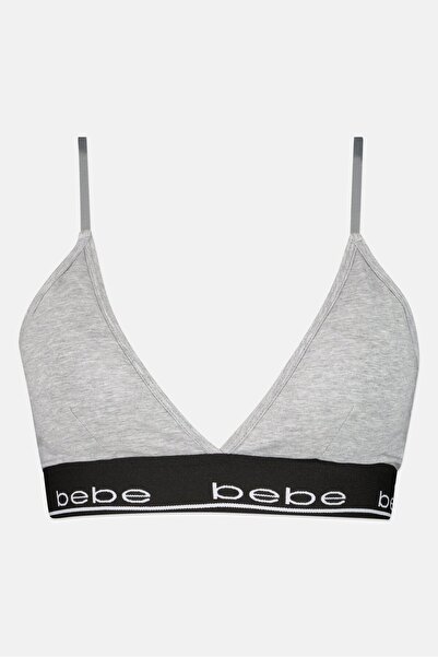 Bebe Women Brand Logo Padded Bralette, Grey