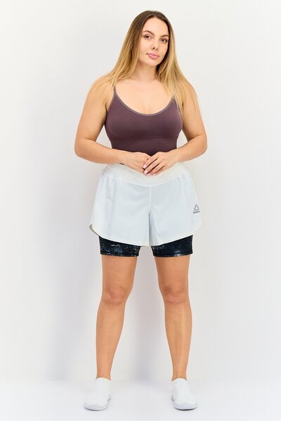 Reebok Women 2 In 1 Kickboxing Shorts, Chalk