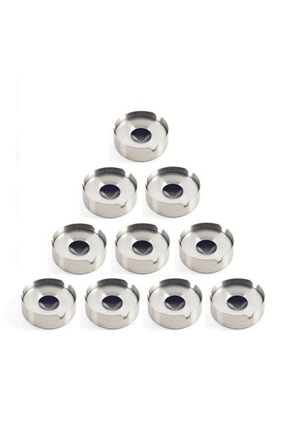 Omnisoft Scottish Small Size Ashtray Ash Tray with Lid Round Stainless 10 Pieces