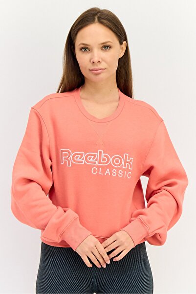 Reebok Women Sportswear Fit long Sleeve Outdoor Sweatshirt, Rose Orange