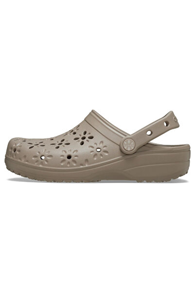Crocs Γυναικείες παντόφλες κλασικές φλοράλ κομμένες σε μπεζ χρώμα 210927-214