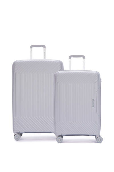 United Colors of Benetton Benetton 2'li Set Büyük Ve Orta Boy %100 Polipropilen Valiz Açık Gri 14Bnt8001