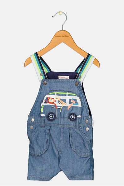 Dp Am Toddlers Girl Embroidered Sleeveless Romper, Blue